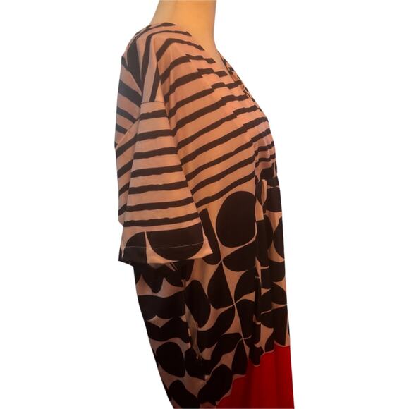 Maxi Dress Bold Geometric Stripe Print V-Neckline Plus Size 2XL - Picture 2 of 3